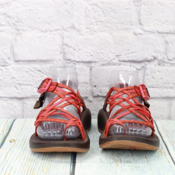 Chaco Red Nylon Hook & Loop Adjustable Strappy Water Athletic Sandals Size 6 - Picture 4 of 9